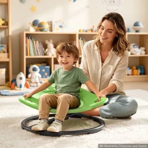 VEVOR Drehstuhl Kinder Autismus Sensorischer Drehsitz 75 kg 519x520 mm Grün, ADHS Hilfsmittel für Kinder im Alter von 3-12 Jahren, Förderung von Gleichgewicht Körperkoordination Greifkraft, PP-Material – Bild 7