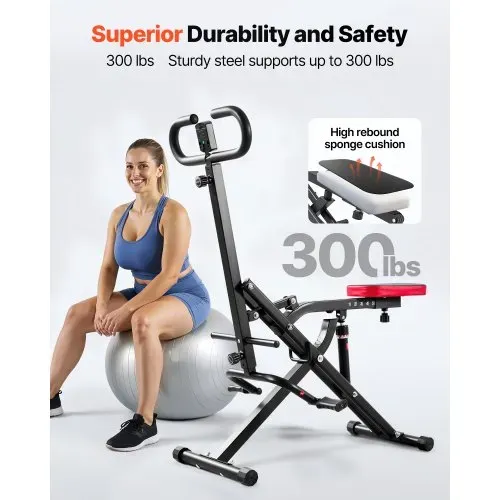 VEVOR Kniebeugenmaschine für tiefe Kniebeugen zu Hause, klappbares Trainingsgerät, Gesäßtrainer mit 12-stufigem einstellbarem Widerstand, Heimtrainingsgerät für Gesäß und Beine, Glute Machine – Bild 2