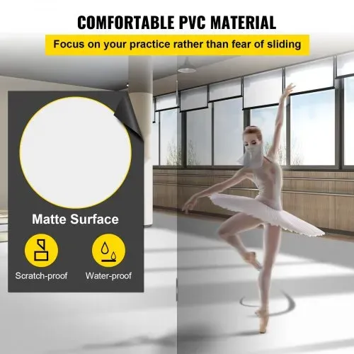 VEVOR Tanzfläche, 2,0 x 7 m Tanzflächerolle, 0,15 cm dicker PVC-Vinyl-Tanzboden, schwarz/weißer wendbarer tragbarer Tanzboden, rutschfester Tanzboden, Ballett-Tanzfläche für Jazz, Pop, lyrischen Stil – Bild 2