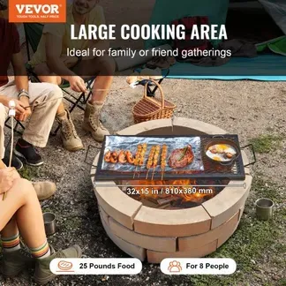 VEVOR 810 x 380 x 25 mm X-Marks Feuerstellen-Grillrost, Rechteckiger Grillrost, Lagerfeuer-BBQ-Grillrost aus Stahl mit Griff, Tragbares Camping-Kochgeschirr für Partytreffen im Freien, Schwarz VEVOR 810 x 380 x 25 mm X-Marks Feuerstellen-Grillrost, Rechteckiger Grillrost, Lagerfeuer-BBQ-Grillrost aus Stahl mit Griff, Tragbares Camping-Kochgeschirr für Partytreffen im Freien, Schwarz