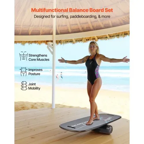 VEVOR Balance Board Holz Set für Erwachsene (89 cm), Wackelbrett bis 200 kg Belastbar, inkl. Rolle, Magnetstoppern & Ablage, Gleichgewichtstrainer für Surf- & Core-Training, Physiotherapie, Schwarz VEVOR Balance Board Holz Set für Erwachsene (89 cm), Wackelbrett bis 200 kg Belastbar, inkl. Rolle, Magnetstoppern & Ablage, Gleichgewichtstrainer für Surf- & Core-Training, Physiotherapie, Schwarz