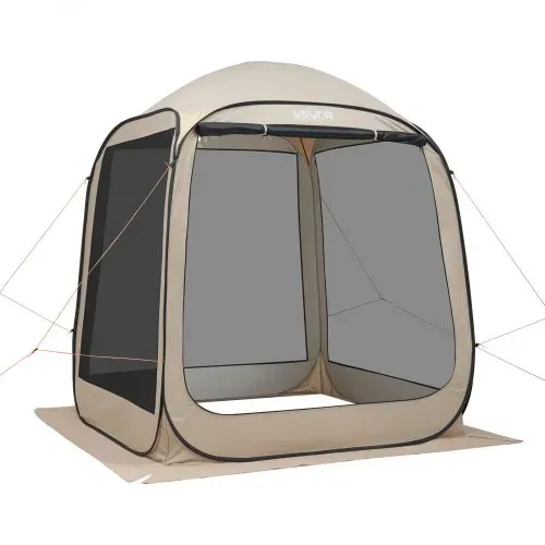 VEVOR Campingzelt, 182,88x182,88x219,4 cm, Partyzelt für 4-6 Personen, Pop Up Zelt mit Tragetasche, Netz-Seitenwänden und Heringen, für Garten, Terrasse und Outdoor-Aktivitäten, Beige – Bild 8