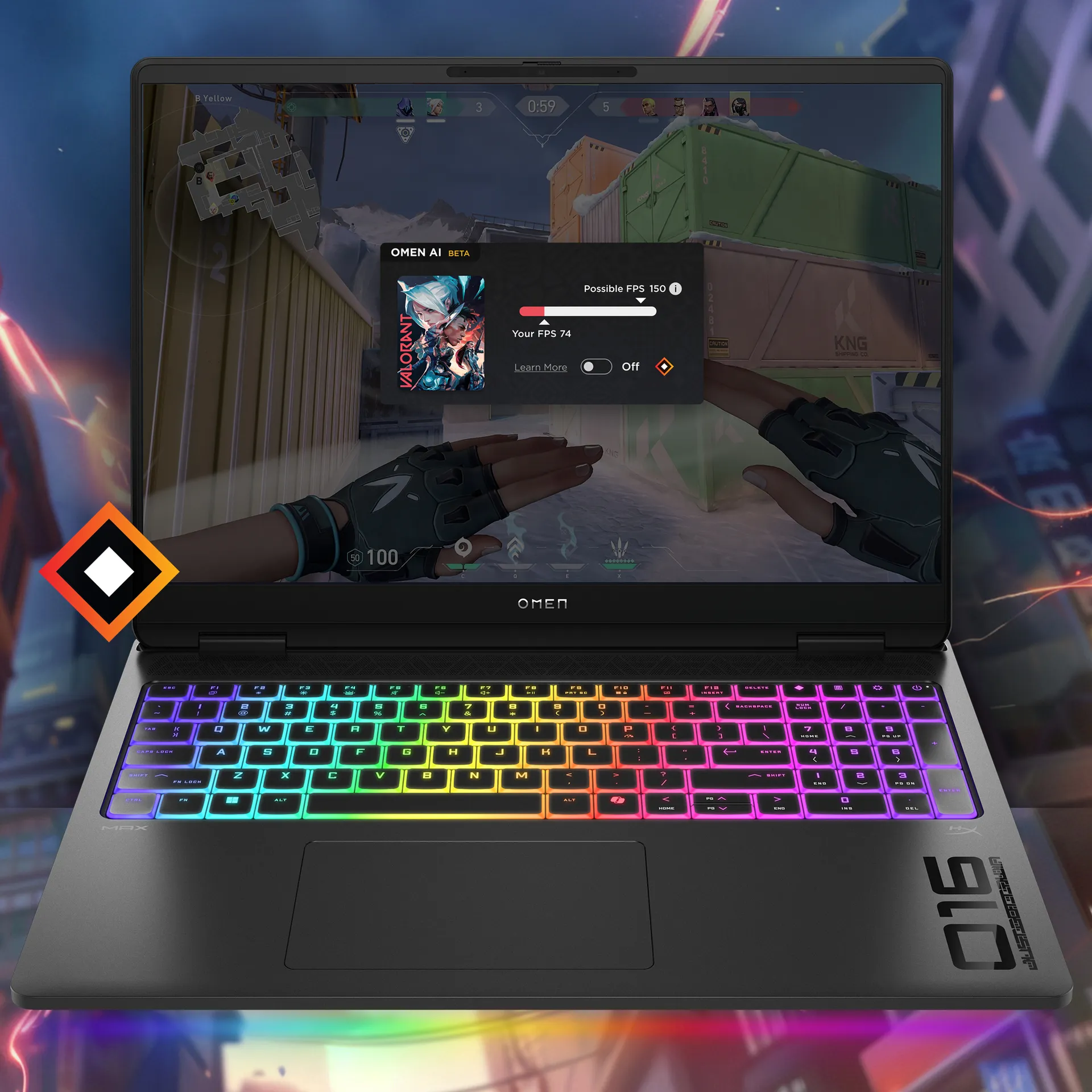 HP OMEN MAX Gaming 16-ah0170ng Intel Core Ultra 7 255HX Laptop 40,6 cm (16") WQXGA 64 GB DDR5-SDRAM 2 TB SSD NVIDIA GeForce RTX 5080 Wi-Fi 6E (802.11ax) Windows 11 Home AI PC Schwarz – Bild 5