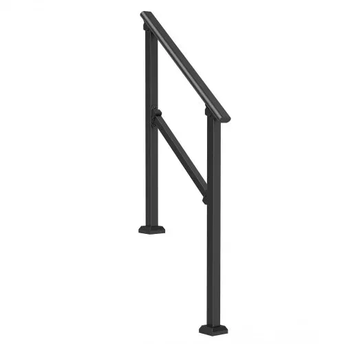 VEVOR Handläufe für Außentreppen, 2–3-stufiges Treppenhandlauf-Set, Übergangsgeländer aus Karbonstahl mit Montagesatz, Treppengeländer für Senioren, Betonstufen & Veranda & Deck, schwarzes Vierkantrohr – Bild 9