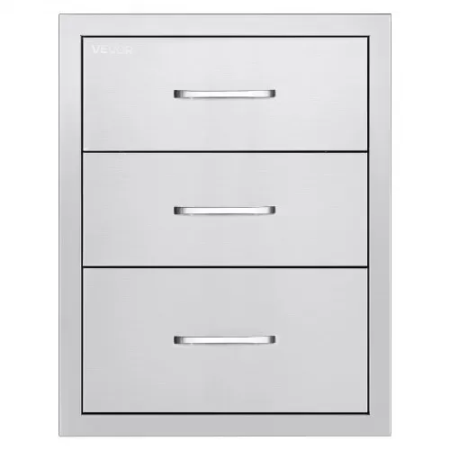 VEVOR Outdoor Küchenschubladen 46x59x59 cm (BxTxH), Dreifach-Grillschubladen aus Edelstahl mit Griffen, Grillschubladen für Außenküche oder Grillinsel-Terrassengrillstation Schubladenschrank – Bild 8
