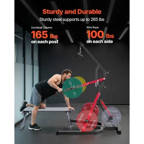 VEVOR Corner Leverage Gym Heim-Fitnessgerät mit 2:1-Verhältnis LAT Low Row System, Krafttrainingsgerät für Kniebeugen Kreuzheben Bankdrücken Bizepscurls, verstellbare Ganzkörper-Trainingsstation – Bild 2