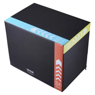 VEVOR 3-in-1-Plyometrische Sprungbox 30/24/20-Zoll-Baumwoll-Plyobox, 200 kg Gewichtstragfähigkeit, Rutschfeste Fitnessübungs-Step-Up-Box für Heimtraining, Sprungkrafttraining Schwarz Einstellbare Höhe VEVOR 3-in-1-Plyometrische Sprungbox 30/24/20-Zoll-Baumwoll-Plyobox, 200 kg Gewichtstragfähigkeit, Rutschfeste Fitnessübungs-Step-Up-Box für Heimtraining, Sprungkrafttraining Schwarz Einstellbare Höhe