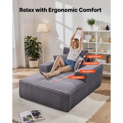 VEVOR Chaiselongue Relaxliege 138 cm, gepolstertes Schlafsofa mit Dekokissen & Armlehnen, Schlafcouch mit tiefer Sitzfläche für Wohnzimmer Schlafzimmer, Loungesessel aus hochelastischem Schwamm VEVOR Chaiselongue Relaxliege 138 cm, gepolstertes Schlafsofa mit Dekokissen & Armlehnen, Schlafcouch mit tiefer Sitzfläche für Wohnzimmer Schlafzimmer, Loungesessel aus hochelastischem Schwamm