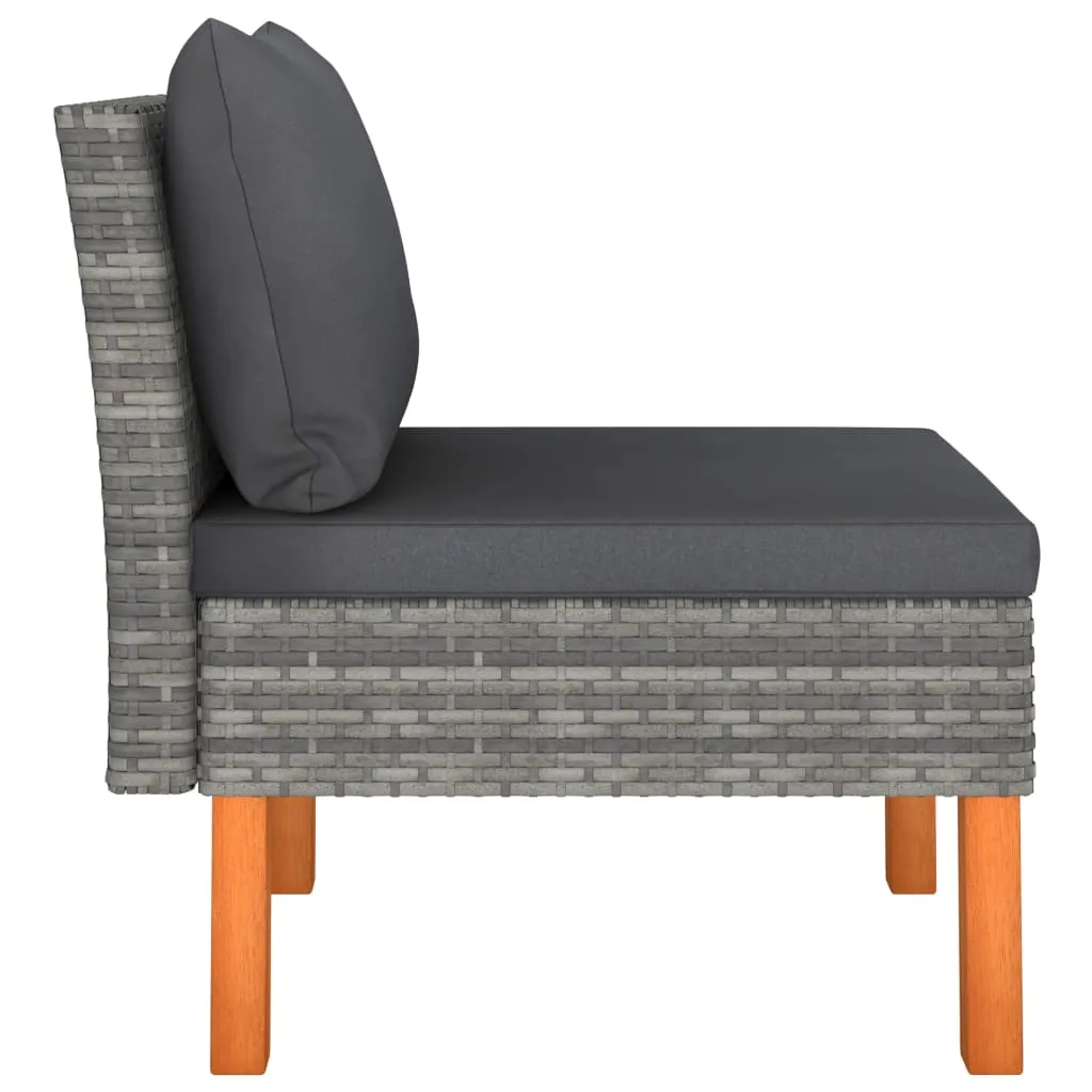 vidaXL Mittelsofas 2 Stk. Poly Rattan und Eukalyptus Massivholz – Bild 5