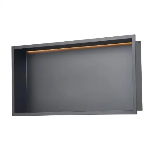 VEVOR Duschnische, 10,16x33,02x63,5 cm, versenkte Wandnische mit LED-Streifen, Shampoo-Aufbewahrungs-Organizer aus Edelstahl, langlebig & einfach zu installieren, schwarz für Badezimmer – Bild 8