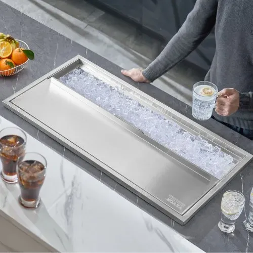 VEVOR 95,66 L Drop-in-Eisbox, 913 x 456 x 358 mm Edelstahl-Eiskühler, Kommerzieller Eisbehälter mit Schiebedeckel, Eingebaute Eisspeichertruhe, Abflussrohr & Ablassstopfen im Lieferumfang Enthalten – Bild 7