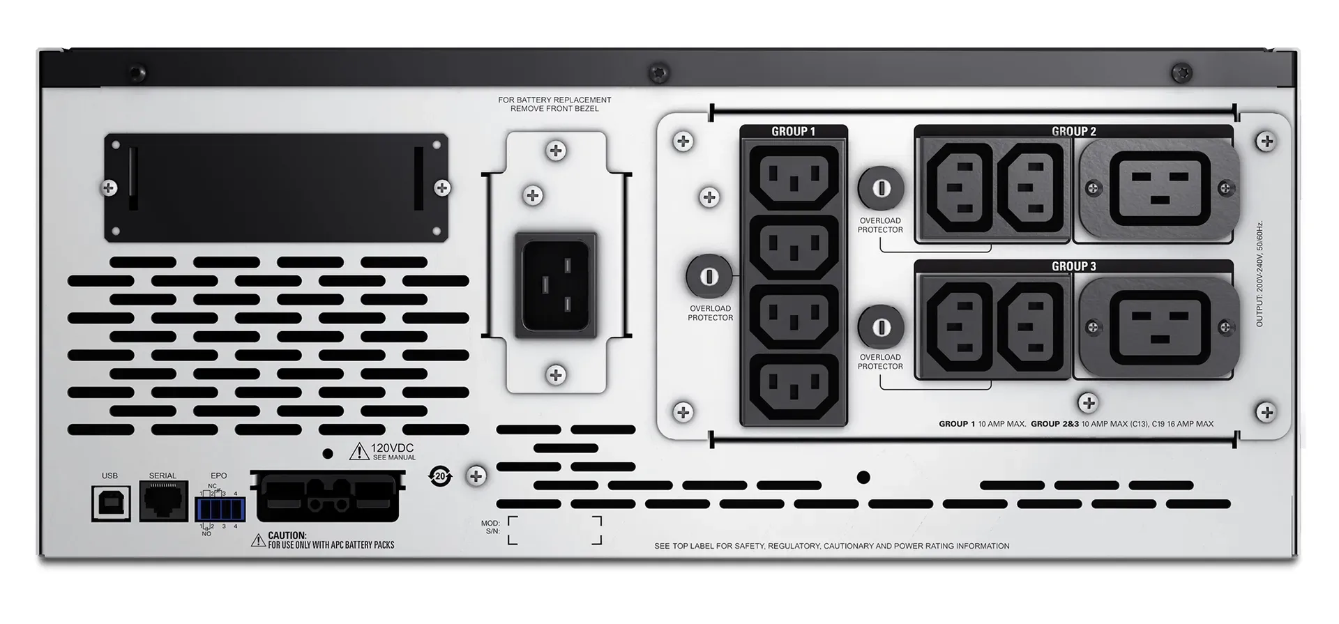 APC Smart-UPS X SMX2200HV - 2200VA, 8x C13 + 2x C19 Ausgang, USB, erweiterbare Laufzeit, kurze Tiefe – Bild 3