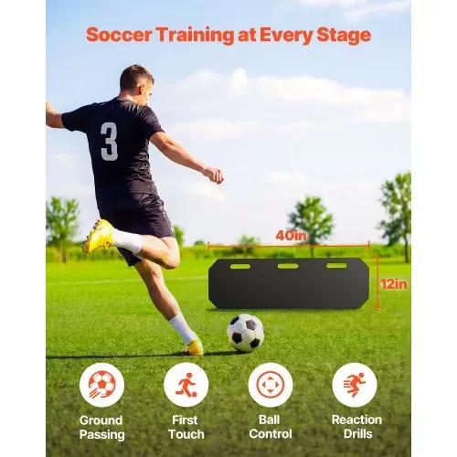 VEVOR Fußball Rebound Board 100 x 30 cm, Prellwand Brett Tragbar mit 3 Verstellbaren Winkeln Bodenanker, Fußballprellwand aus HDPE, Balltrainingsgerät für Pass- und Reaktionsübungen Kickback-Trainer VEVOR Fußball Rebound Board 100 x 30 cm, Prellwand Brett Tragbar mit 3 Verstellbaren Winkeln Bodenanker, Fußballprellwand aus HDPE, Balltrainingsgerät für Pass- und Reaktionsübungen Kickback-Trainer