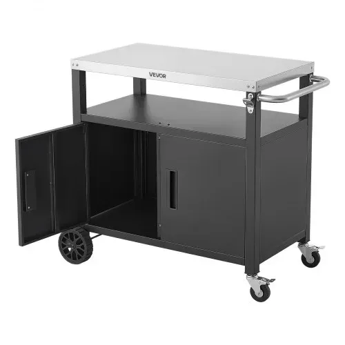 VEVOR Outdoor-Grillwagen mit Aufbewahrungsschrank, 92 cm Grilltisch mit Edelstahlplatte, Griff, Rollen und Flaschenöffner, Küchenwagen & Servierwagen für Terrasse, Garten, Bar und BBQ-Bereich – Bild 8