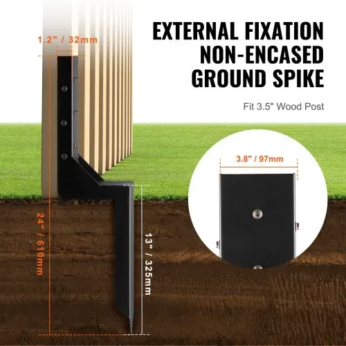 VEVOR Reparaturset für Zaunpfostenanker 4er-Pack Innendurchmesser 8,9 x 8,9 cm Stützpfosten aus Stahl für Zaunpfosten Anker-Erdspieß zur Reparatur von geneigten gebrochenen Holzzaunpfosten Umhüllung – Bild 3