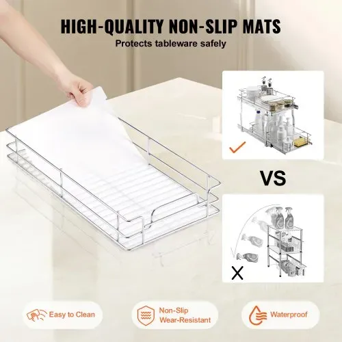 VEVOR Ausziehbarer Spülschrank-Organizer mit 2 Ebenen unter Waschbecken (249x539x81 mm) Gewürzregal Küchenregal Lagerregal Organizer für Küche Badezimmer 334x563x485 mm (Installationsgröße) – Bild 3