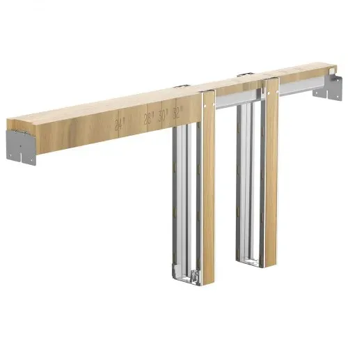 VEVOR Schiebetürrahmen-Set für 610–914 mm breite & 2032 mm hohe Türen, Schiebetürsystem-Set aus verzinkter Stahl & Holz mit Zwei-Wege-Soft-Close-Mechanismus & sanftem Gleiten, für Wohnzimmer – Bild 8