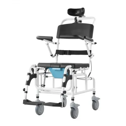 VEVOR Duschrollstuhl, 440 mm breiter Toilettenrollstuhl aus Aluminiumlegierung für Innendusche, Toilettenstuhl mit Bremse für behinderte Erwachsene, Rollstuhl mit einer Tragkraft von 136 kg – Bild 8