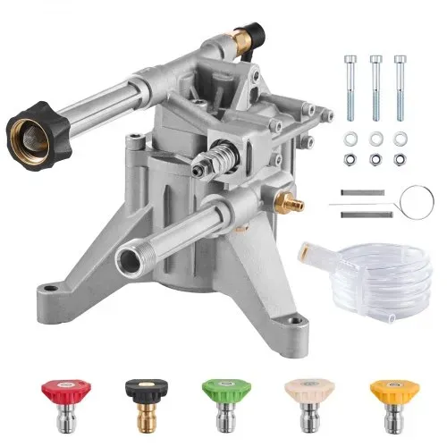 VEVOR Hochdruckreinigerpumpe, 7/8 Zoll Welle vertikal, 3100 PSI, 2,5 GPM, Ersatz-Hochdruckreinigerpumpen-Set mit 5 Düsen, Hardware und Siphonrohr, bis zu 150 Stunden, Hochdruckreiniger Ersatzpumpe – Bild 8