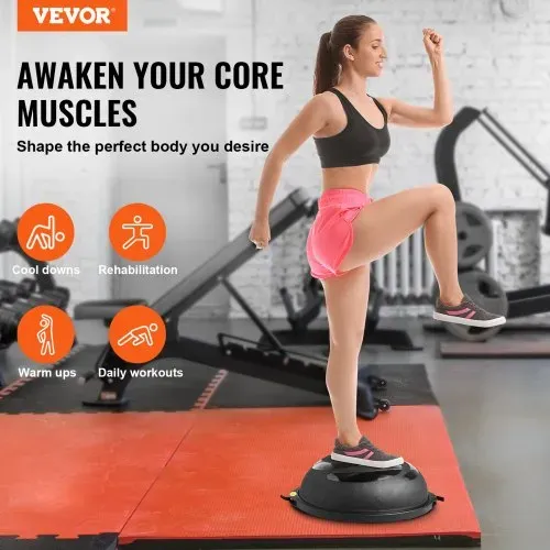 VEVOR Halb-Gymnastikball-Trainer, 66 cm Balance-Ball-Trainer, 680 kg Tragkraft Stabilitätsball, Yoga-Ball mit Widerstandsbändern und Fußpumpe, Kraft-Fitnessball im Heim-Fitnessstudio, Schwarz VEVOR Halb-Gymnastikball-Trainer, 66 cm Balance-Ball-Trainer, 680 kg Tragkraft Stabilitätsball, Yoga-Ball mit Widerstandsbändern und Fußpumpe, Kraft-Fitnessball im Heim-Fitnessstudio, Schwarz