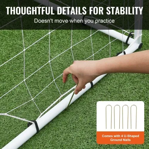 VEVOR Fußball Rebound Netze Tragbares Prellwand Fußball 242 x 92 x 184 cm, Rebounder Fußball Rückprallnetz Eisenrohr & PE-Netz Kinder & Jugendliche Verstellbar Fußballtor Rebounder Kicker Weiß – Bild 5
