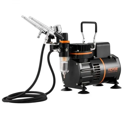 VEVOR Airbrush-Set, Luftkompressor mit Doppellüfter, professionelles Airbrush-System-Set mit 3 Airbrushes, Halter, Farbmischrad, Reinigungsbürsten-Set, Airbrush-Set für Kunst, Nägel, Kekse, Make-up, K – Bild 8
