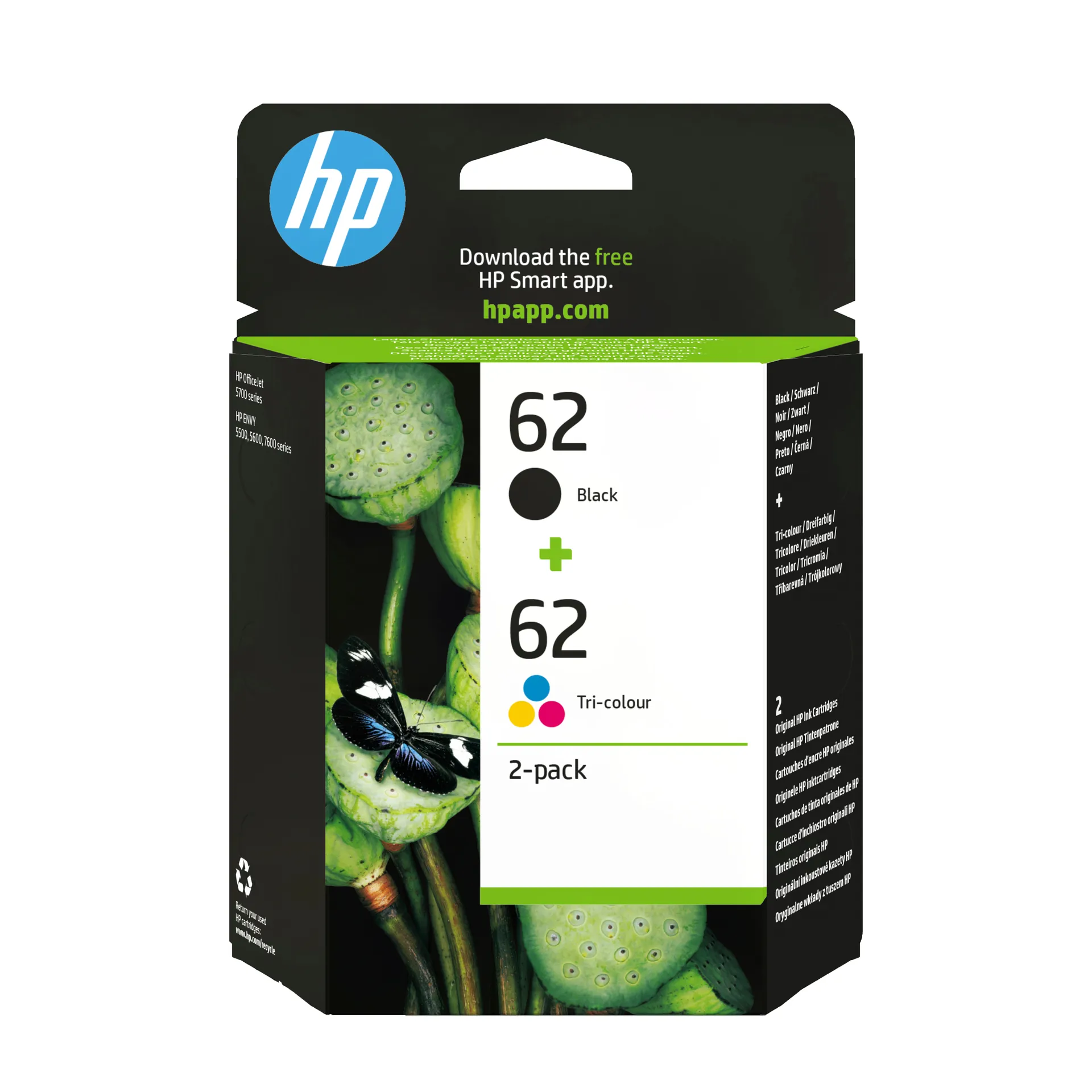 HP 62 2er-Pack Schwarz/Cyan/Magenta/Gelb Original Druckerpatronen HP 62 2er-Pack Schwarz/Cyan/Magenta/Gelb Original Druckerpatronen