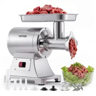 VEVOR Fleischwolf, 4,2 kg/min Kapazität, #12 Elektrischer Fleischwolf mit 2 Lochscheiben, 3 Wurstfüllrohren & Kibbeh-Set, 750 W, 2-in-1 Küchenmaschine für Privatküchen & Restaurants VEVOR Fleischwolf, 4,2 kg/min Kapazität, #12 Elektrischer Fleischwolf mit 2 Lochscheiben, 3 Wurstfüllrohren & Kibbeh-Set, 750 W, 2-in-1 Küchenmaschine für Privatküchen & Restaurants