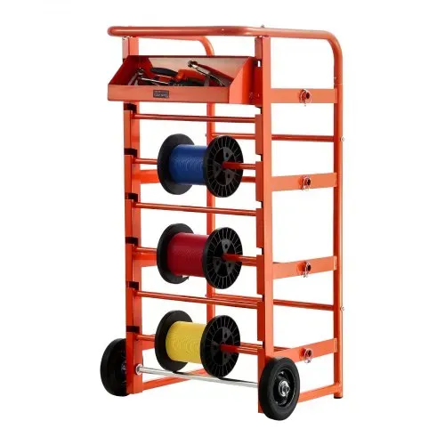 VEVOR Drahtspulenhalter 440x385x970 mm, 11 Querstangen, rollender Kabelspulenspender, freistehendes Kabelregal mit Ablagefach, 136 kg Kapazität, für Elektro-, Industrie- und Einzelhandel – Bild 8