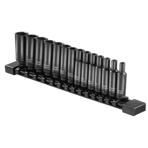 VEVOR Schlagsteckschlüsselsatz 6,35 mm Antrieb, 14-teiliger Steckschlüsselsatz metrisch 4-15 mm, Cr-Mo-Legierungsstahl für Autoreparatur, leicht lesbare Größenmarkierungen robuste Konstruktion – Bild 8