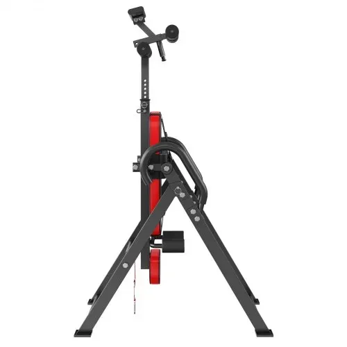 VEVOR Inversionstisch, Inversionsbank, 136 kg belastbar, Multifunktionsgerät Rückentrainer, klappbares Krafttrainingsgerät mit Kopfstütze, Knöchelverriegelung, verstellbarem Schutzgurt, Rot + Schwarz – Bild 9
