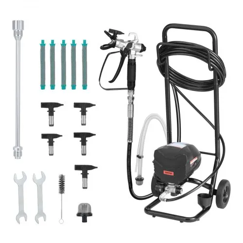 VEVOR Airless-Farbspritzgerät Sprühgerät mit Standfuß 640 W 3000 psi, Farbsprühsystem mit Reinigungsbürste & Schlauch & Verlängerungsstange & Düsen, Farbsprühgerät für Wohnungen, Gebäude VEVOR Airless-Farbspritzgerät Sprühgerät mit Standfuß 640 W 3000 psi, Farbsprühsystem mit Reinigungsbürste & Schlauch & Verlängerungsstange & Düsen, Farbsprühgerät für Wohnungen, Gebäude