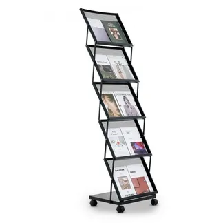 VEVOR faltbarer Prospektständer Zeitschriftenständer mit 5 Taschen, rollbarer Literaturständer Kataloghalter Schrägsteller, Buchständer Bodenaufsteller für Messe, Büroshows, Ausstellung VEVOR faltbarer Prospektständer Zeitschriftenständer mit 5 Taschen, rollbarer Literaturständer Kataloghalter Schrägsteller, Buchständer Bodenaufsteller für Messe, Büroshows, Ausstellung