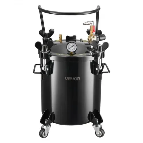 VEVOR Druckbehälter für Sprühfarbe, 20 L Drucktank aus Stahl mit 2 Anschlüssen (EU/AU) für Heimgebrauch Heimwerkerarbeiten Kunstkreationen, Farbbehälter mit großem Durchmesser & 4 Rollen – Bild 10