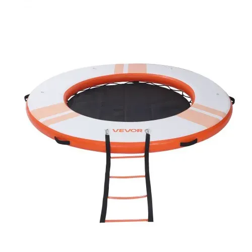 VEVOR Aufblasbares Schwimmdock, φ2,44 m, Schwimmplattform mit Rutschfester Oberfläche, Tragetasche & Abnehmbarer Leiter, Schwimmende Insel, Wasserplattform für Pool, Strand & Meer, Orange – Bild 9