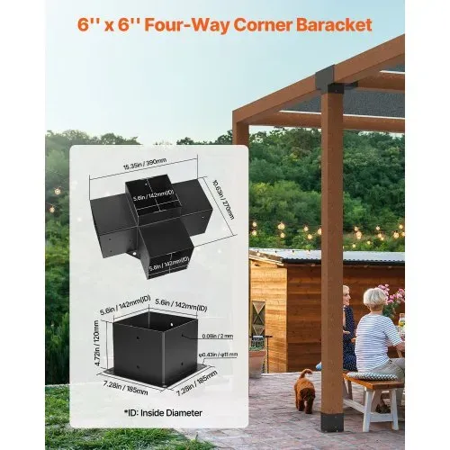 VEVOR Pfostenverbinder, passend für 142×142 mm Pfosten, 4-Wege-Hochleistungs-Eckhalterung, Woodworks DIY-Pfostenbasissatz, Pfostennecke für Pavillons, Terrassenpergolen, Blockhütten, 4 Stk. VEVOR Pfostenverbinder, passend für 142×142 mm Pfosten, 4-Wege-Hochleistungs-Eckhalterung, Woodworks DIY-Pfostenbasissatz, Pfostennecke für Pavillons, Terrassenpergolen, Blockhütten, 4 Stk.