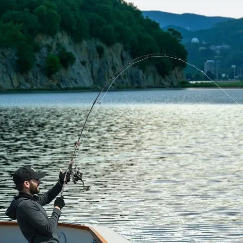 VEVOR Angelrute und Angelrolle im Set, Rute aus Fiberglas & Kohlefaser (IM6), Bassangelruten-Spinnrollen-Set mit 2 m zweiteilige Rute & 6+1 Kugellagern, zum Angeln in Salzwasser und Süßwasser – Bild 7