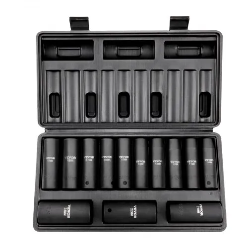 VEVOR Profi Steckschlüsselsatz CR-V-legierter Stahl 13-tlg Steckschlüssel Satz 10-24 mm Tiefe Stecknüsse Schlagschrauber, HRC 42-48 Steckschlüssel inkl Werkzeugkoffer, Metrisch Schraubenausdreher VEVOR Profi Steckschlüsselsatz CR-V-legierter Stahl 13-tlg Steckschlüssel Satz 10-24 mm Tiefe Stecknüsse Schlagschrauber, HRC 42-48 Steckschlüssel inkl Werkzeugkoffer, Metrisch Schraubenausdreher