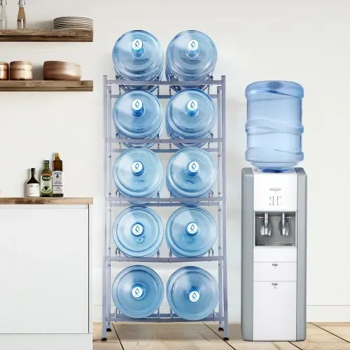 VEVOR Wasserkrughalter mit 5 Ebenen, 5-Gallonen-Wasserflaschenhalter, zweireihiges Wasserflaschenregal für 10 Flaschen, robustes Wasserkrugregal für Küche, Büro, Wohnzimmer, Silbergrau – Bild 7