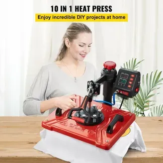 VEVOR Transferpresse 38 x 30 cm Hitzepresse 10 in 1 T-Shirtpresse Rot Textilpresse Heißpresse 360-Grad-Drehbar Multifunktionale Sublimationsmaschine VEVOR Transferpresse 38 x 30 cm Hitzepresse 10 in 1 T-Shirtpresse Rot Textilpresse Heißpresse 360-Grad-Drehbar Multifunktionale Sublimationsmaschine