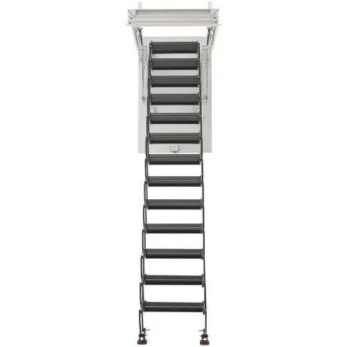 VEVOR Dachbodenleiter, Tragkraft 299,4 kg, passend für Deckenhöhen von 3,2-3,35 m und Öffnungsgröße von 1000,76x698,5 mm, ausziehbare Deckentreppe aus legiertem Stahl mit Zugstange für Dachboden – Bild 10