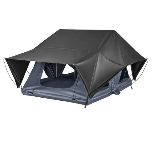 VEVOR Autodachzelt Hartschalen für 2-3 Personen, Faltbares Campingzelt aus Aluminium mit Dreifarbiger LED-Beleuchtung & Dicker Matratze & 10 Fenstern, Wasserfest & Windicht, für Jeep SUV Pickup – Bild 8
