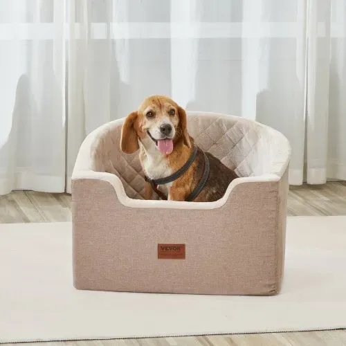 VEVOR Hundeautositz Hundesitzerhöhung fürs Auto mit Aufbewahrungstasche, ansteckbarer Sicherheitsleine und Schwammfüllung, Hundeautobett für kleine und mittelgroße Hunde bis 25 kg, braun – Bild 7