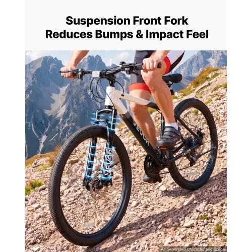 VEVOR Mountainbike für Damen und Herren 27,5 Zoll Fahrrad 21-Gang Ideal für Erwachsene, Rahmen aus Aluminiumlegierung, mit Federgabel, 120 kg Tragkraft, Klingel, Reflektoren & Lampenhalterung – Bild 2