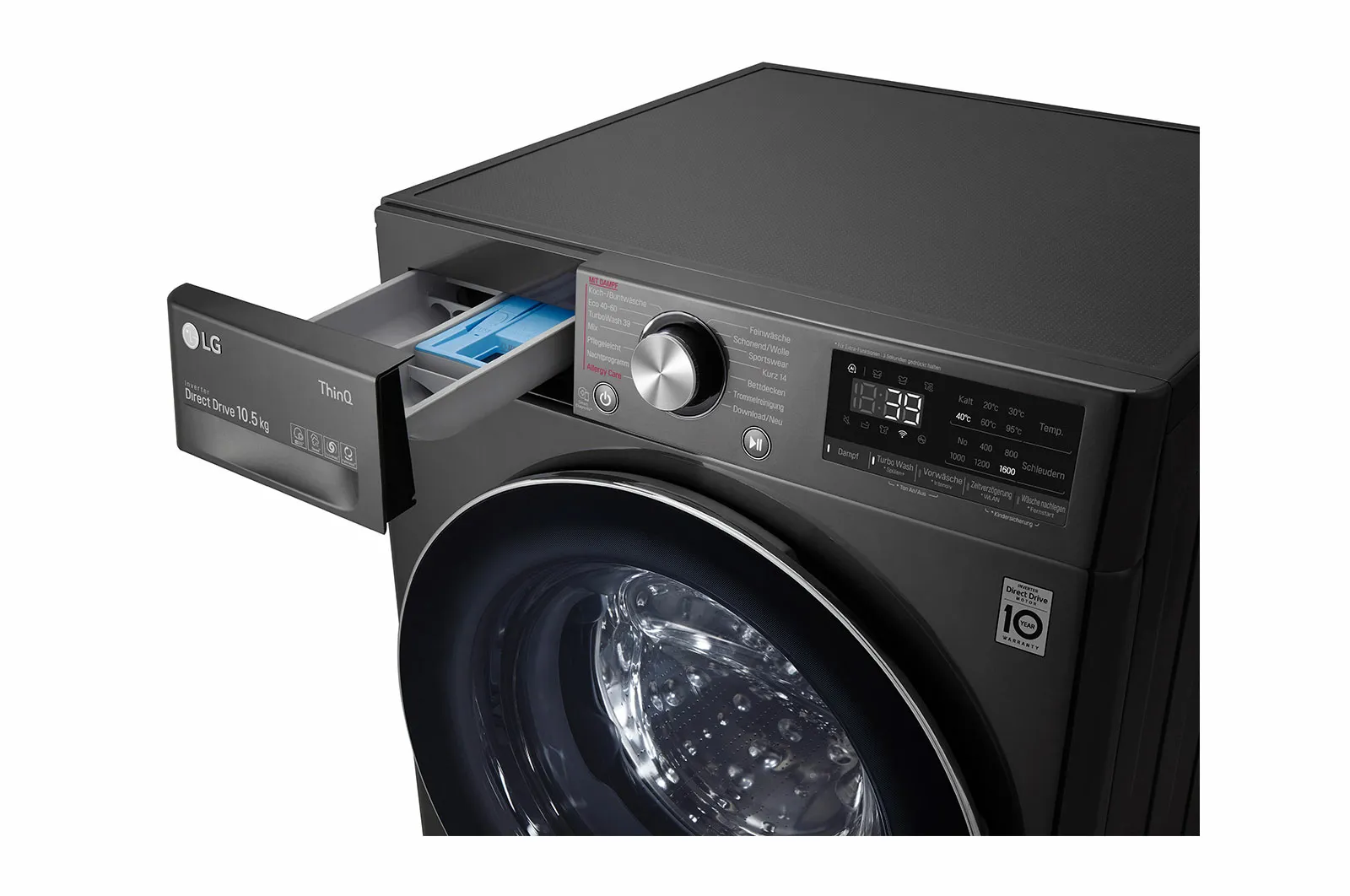 LG F6WV710P2S Waschmaschine Frontlader 10,5 kg 1560 RPM Schwarz, Edelstahl – Bild 6