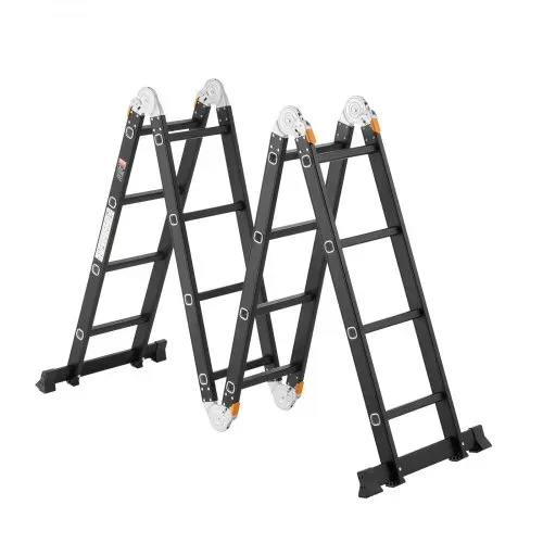 VEVOR Mehrzweckleiter, 7-in-1-Multifunktionsleiter, A-Rahmen mit 4 Stufen und Gerüstbrett, Teleskopleiter, Leitergerüst 4650 mm, strapazierfähig, 150 kg Tragkraft, für den Außenbereich – Bild 8