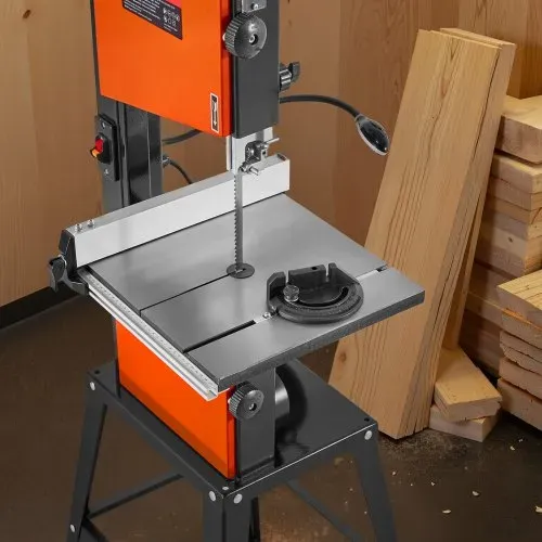 VEVOR Bandsäge mit Untergestell, 254 mm, Zweigang-Holzbandsäge, 373 W (1/2 PS), max. Schnitthöhe 160 mm, 335x340 mm Gusseisentisch, mit 360°-Arbeitsleuchte, Gehrungsanschlag, Parallelanschlag – Bild 7