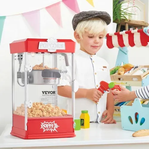 VEVOR Popcornmaschine Popcorn Maker 480 W Popcornautomat Popcorngerät 4 oz Kessel ergibt 1,5 Gal pro Ladung, Tisch-Popcornmaschine inkl. 3 Schaufeln, Popcornmaschine mit Kino-Stil Rot Café – Bild 7