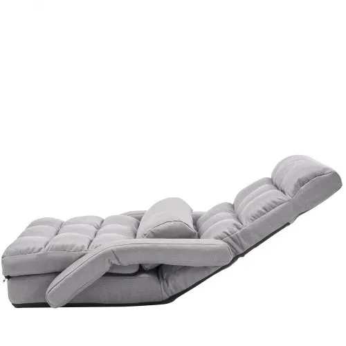 VEVOR Bodenstuhl Boden-Gaming Stuhl mit 5 einstellbaren Positionen & Rückenlehne, klappbarer Sofastuhl mit Armlehne für Erwachsene, Sofa-Liegebett mit Rückenkissen für Schlafzimmer, Grau – Bild 10