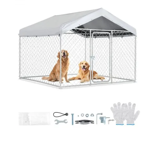 VEVOR Hundezwinger, 2x2x1,6 m, Hundehütte mit Sicherheitsschloss, Outdoor Hundehaus mit UV-Beständiger & Wasserdichter Dachabdeckung, Robuste Hundegehege/Auslauf für Große Hunde VEVOR Hundezwinger, 2x2x1,6 m, Hundehütte mit Sicherheitsschloss, Outdoor Hundehaus mit UV-Beständiger & Wasserdichter Dachabdeckung, Robuste Hundegehege/Auslauf für Große Hunde